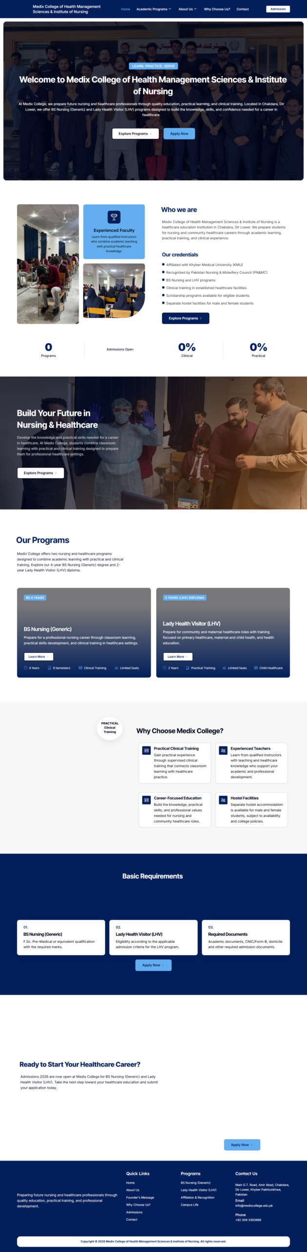 Medix College website homepage screenshot