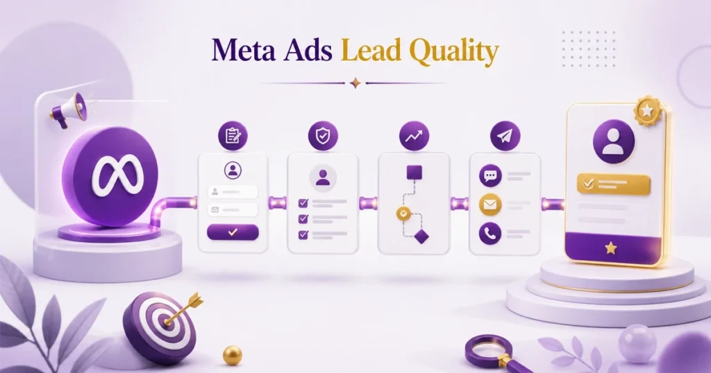 Meta Ads lead quality workflow showing lead capture qualification tracking and follow-up