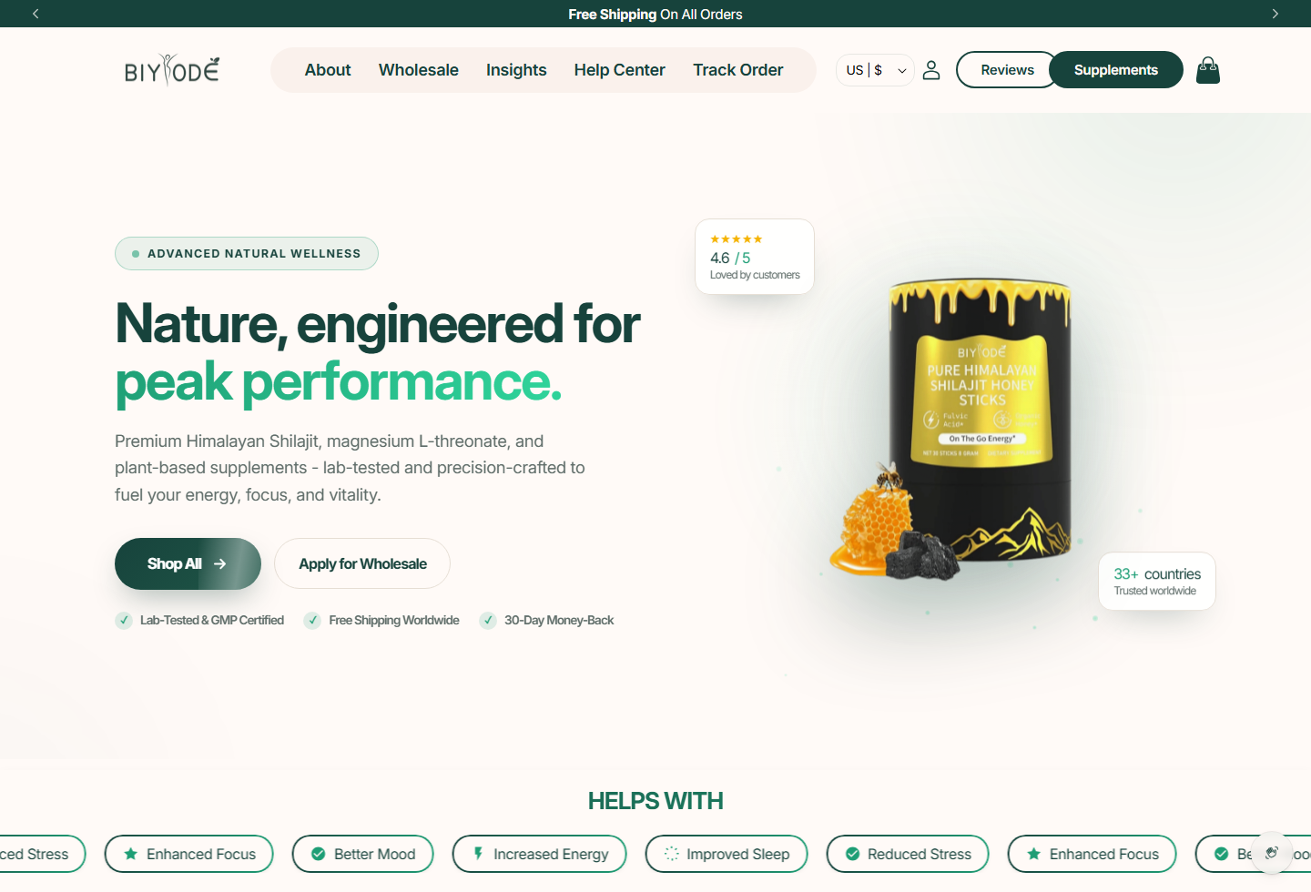 Homepage screenshot of Biyode ecommerce website