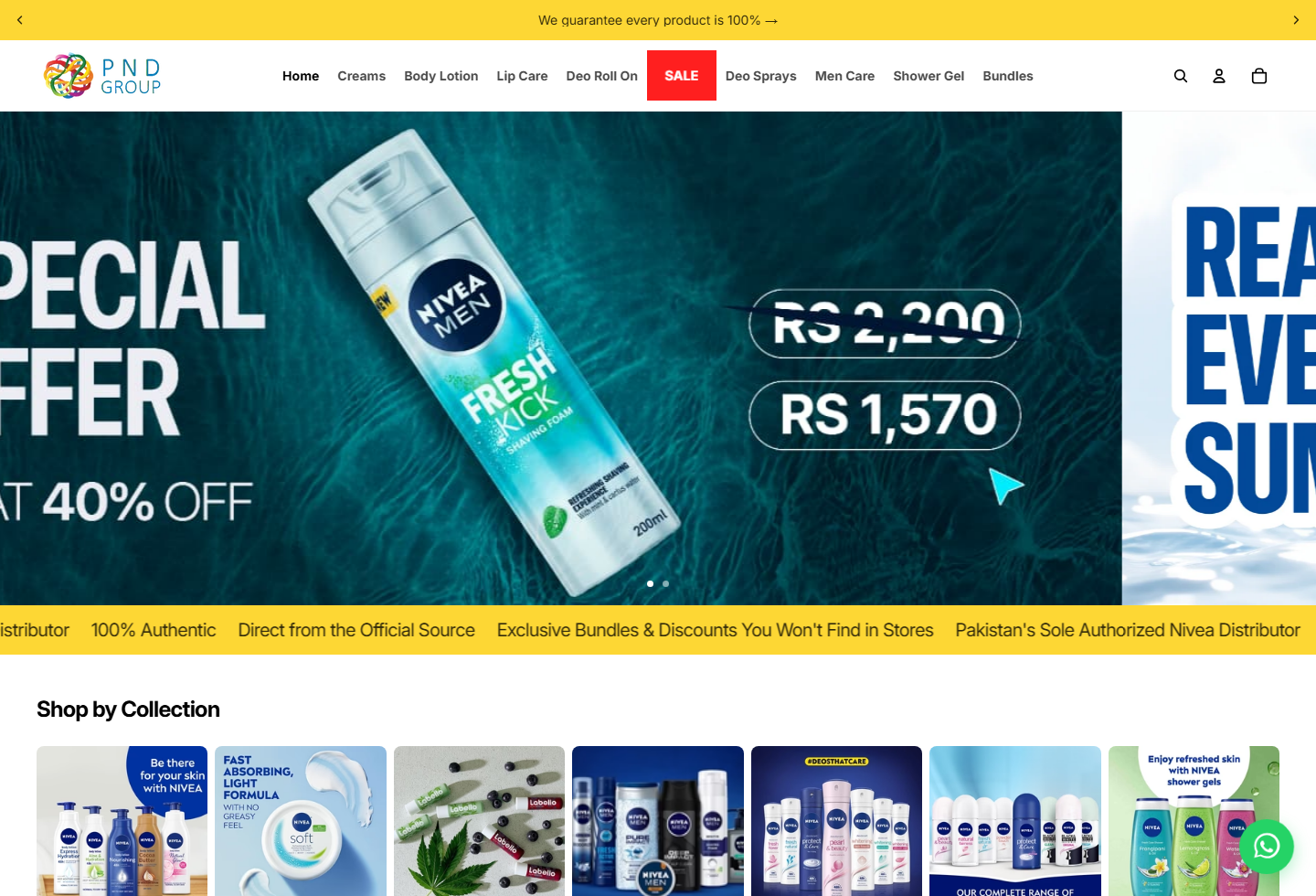 Homepage screenshot of PNDH Store ecommerce website