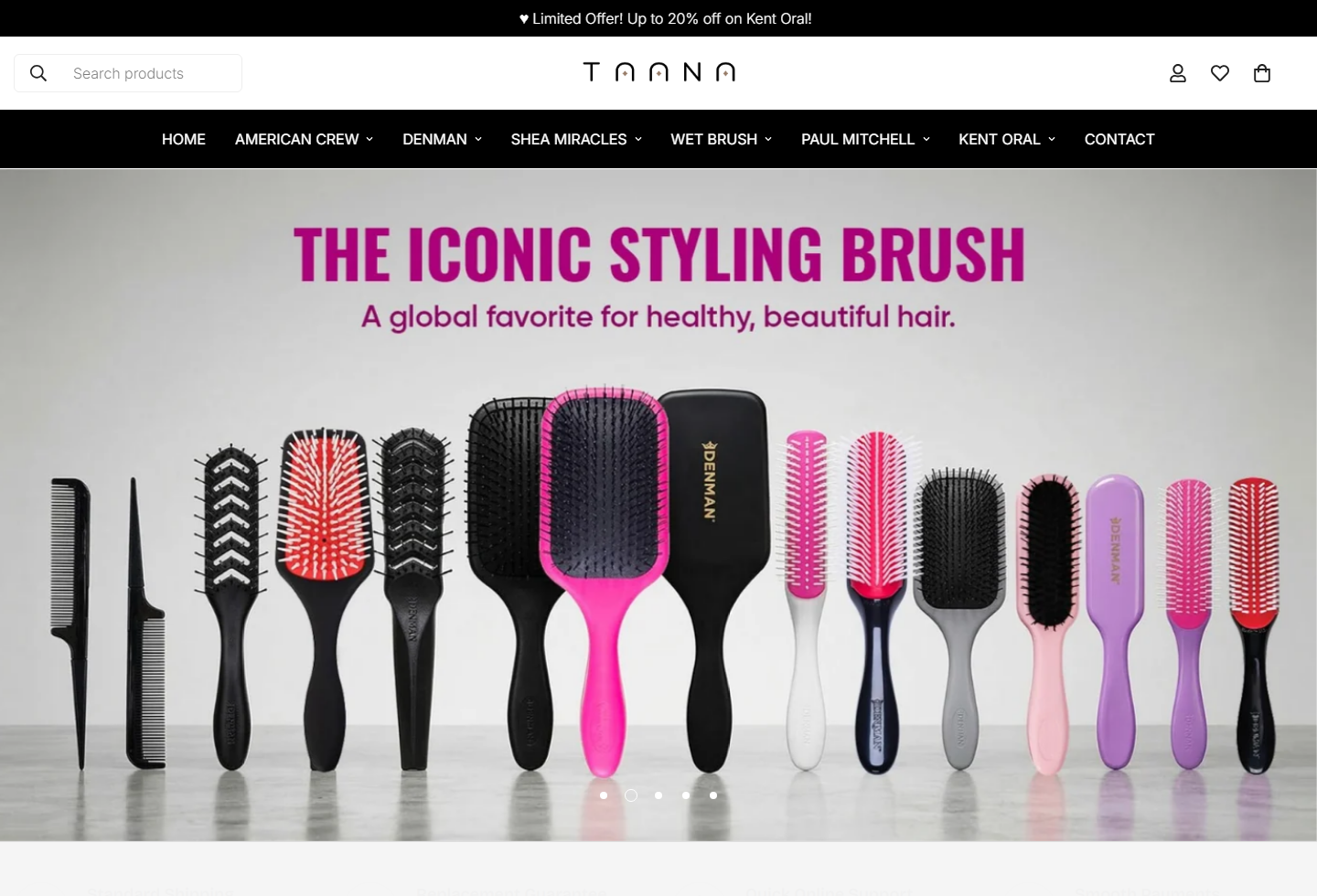 Homepage screenshot of Taana ecommerce website